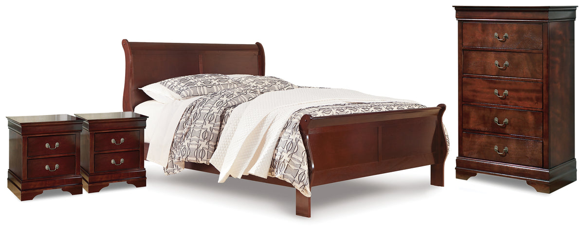 Hoover Furniture Outlet - Ashley Furniture - Alisdair Queen Sleigh Bed, Chest and 2 Nightstands - Queen Sleigh Bed, Chest and 2 Nightstands - B376B25