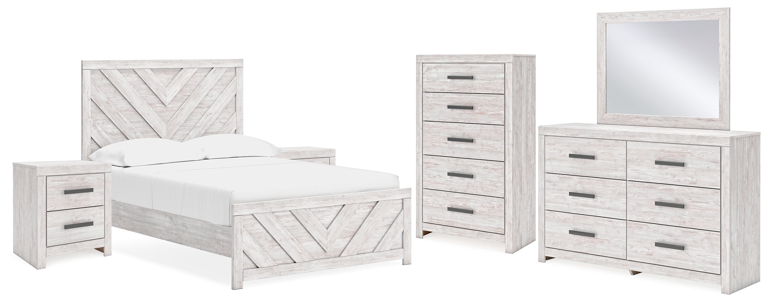 Hoover Furniture Outlet - Ashley Furniture - Cayboni Full Panel Bed, Dresser, Mirror, Chest and 2 Nightstands - Full Panel Bed, Dresser, Mirror, Chest and 2 Nightstands - B3788B15