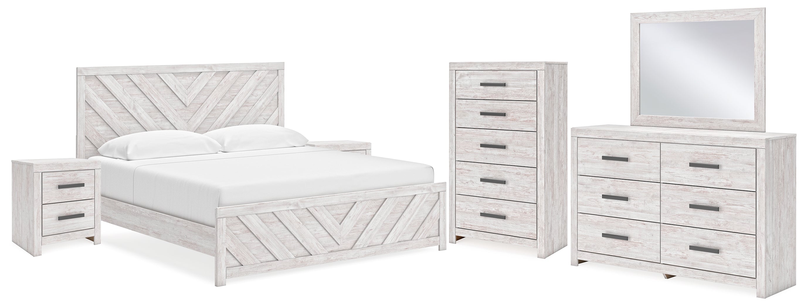 Hoover Furniture Outlet - Ashley Furniture - Cayboni King Panel Bed, Dresser, Mirror, Chest and 2 Nightstands - King Panel Bed, Dresser, Mirror, Chest and 2 Nightstands - B3788B12