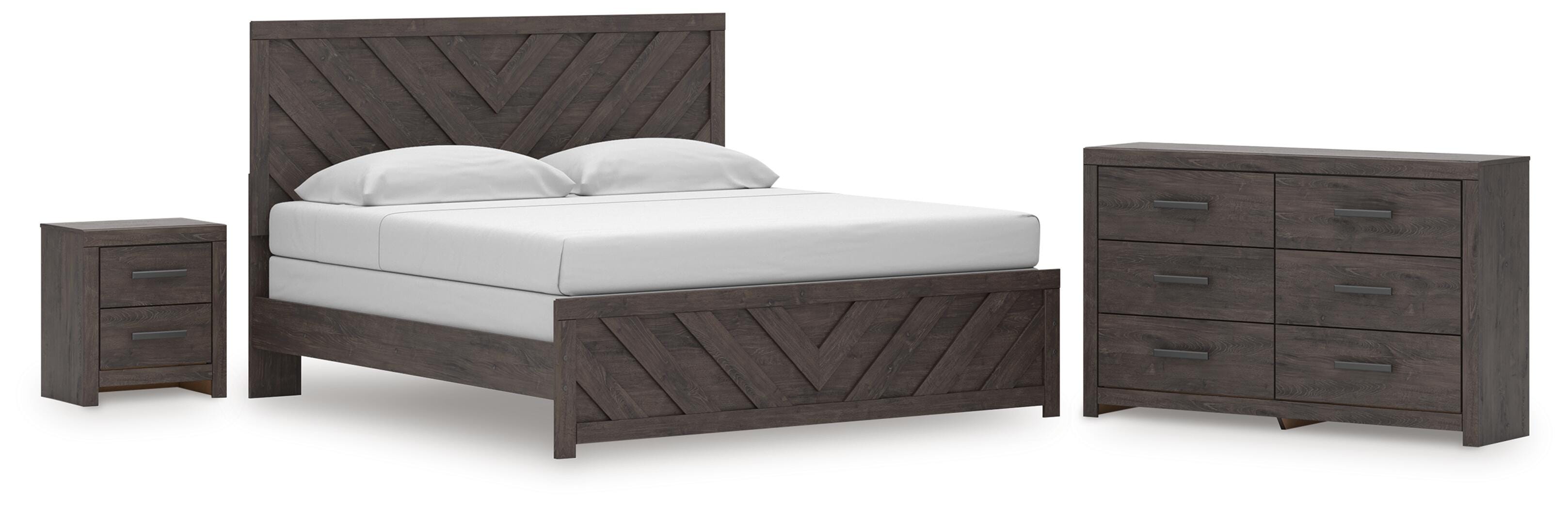 Hoover Furniture Outlet - Ashley Furniture - Prendonea King Panel Bed, Dresser and Nightstand - King Panel Bed, Dresser and Nightstand - B3789B16