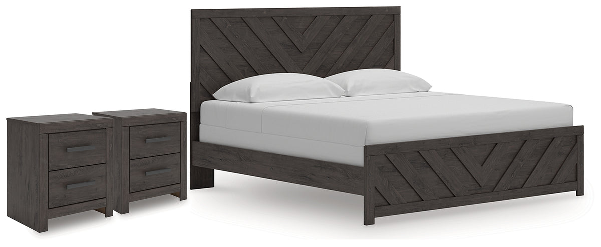 Hoover Furniture Outlet - Ashley Furniture - Prendonea King Panel Bed and 2 Nightstands - King Panel Bed and 2 Nightstands - B3789B14