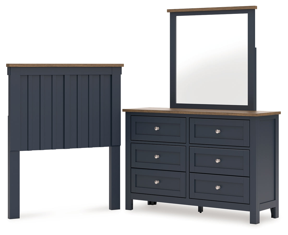 Hoover Furniture Outlet - Ashley Furniture - Landocken Twin Panel Headboard, Dresser and Mirror - Twin Panel Headboard, Dresser and Mirror - B414B13