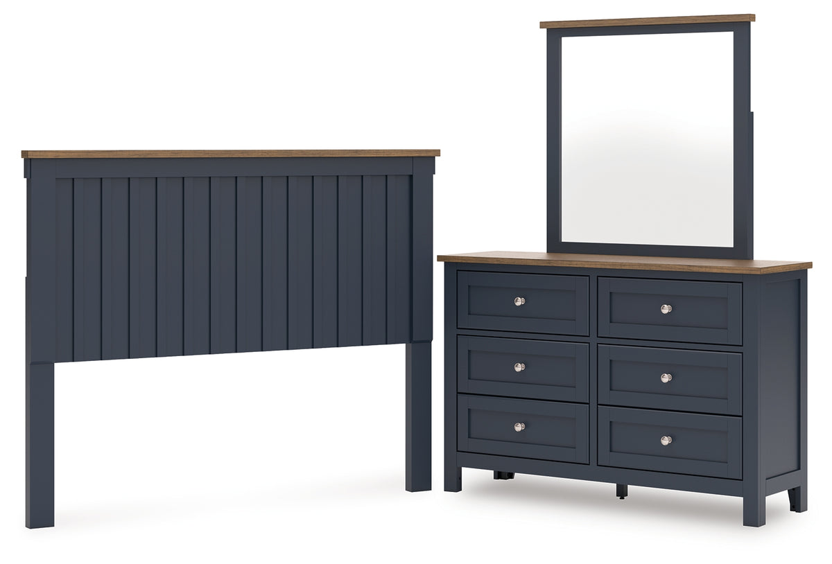 Hoover Furniture Outlet - Ashley Furniture - Landocken Queen Panel Headboard, Dresser and Mirror - Queen Panel Headboard, Dresser and Mirror - B414B12