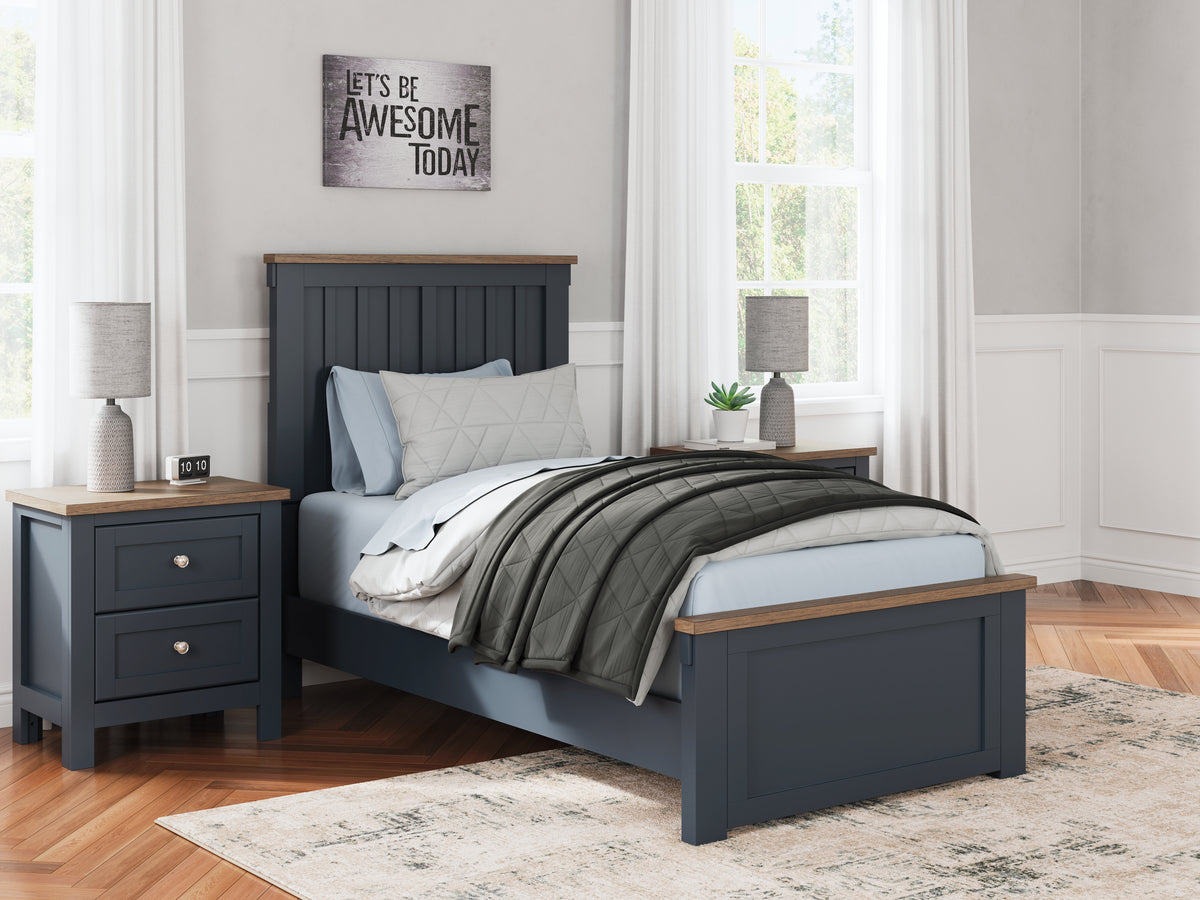 Hoover Furniture Outlet - Ashley Furniture - Landocken Twin Panel Bed - Twin Panel Bed / Brown/Blue - B414B2