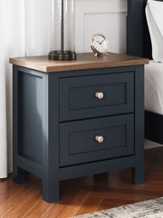 Hoover Furniture Outlet - Ashley Furniture - Landocken Nightstand - Two Drawer Night Stand / Brown/Blue - B414-92