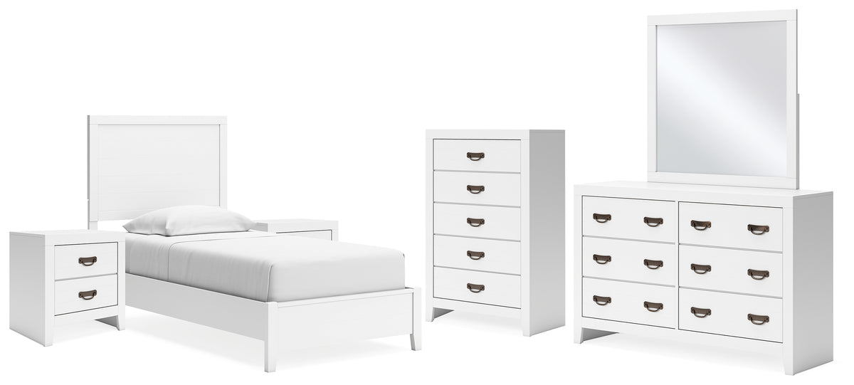 Hoover Furniture Outlet - Ashley Furniture - Binterglen Twin Panel Bed, Dresser, Mirror, Chest and 2 Nightstands - Twin Panel Bed, Dresser, Mirror, Chest and 2 Nightstands - B427B19