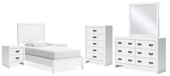 Hoover Furniture Outlet - Ashley Furniture - Binterglen Twin Panel Bed, Dresser, Mirror, Chest and 2 Nightstands - Twin Panel Bed, Dresser, Mirror, Chest and 2 Nightstands - B427B19