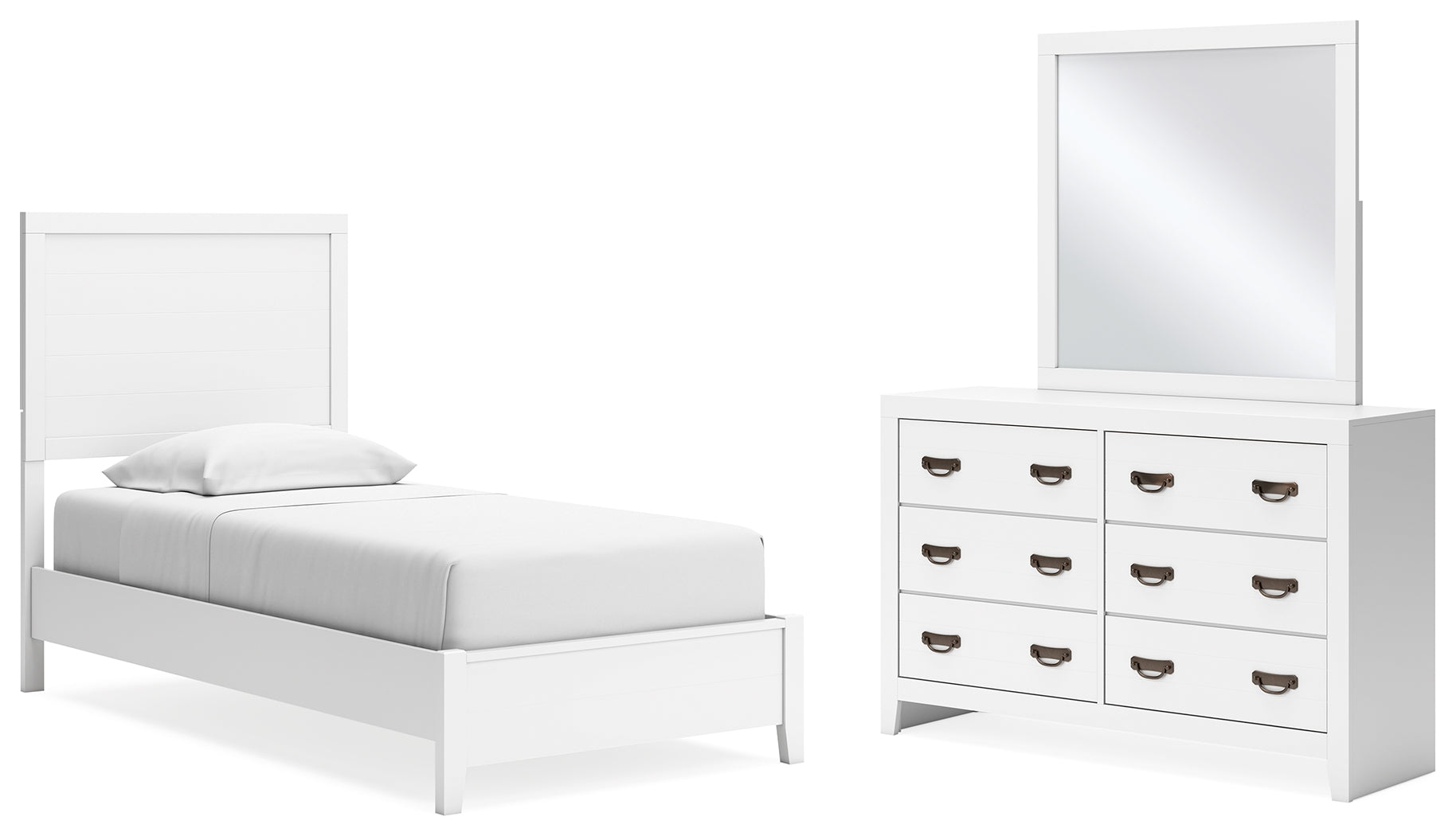 Hoover Furniture Outlet - Ashley Furniture - Binterglen Twin Panel Bed, Dresser and Mirror - Twin Panel Bed, Dresser and Mirror - B427B3
