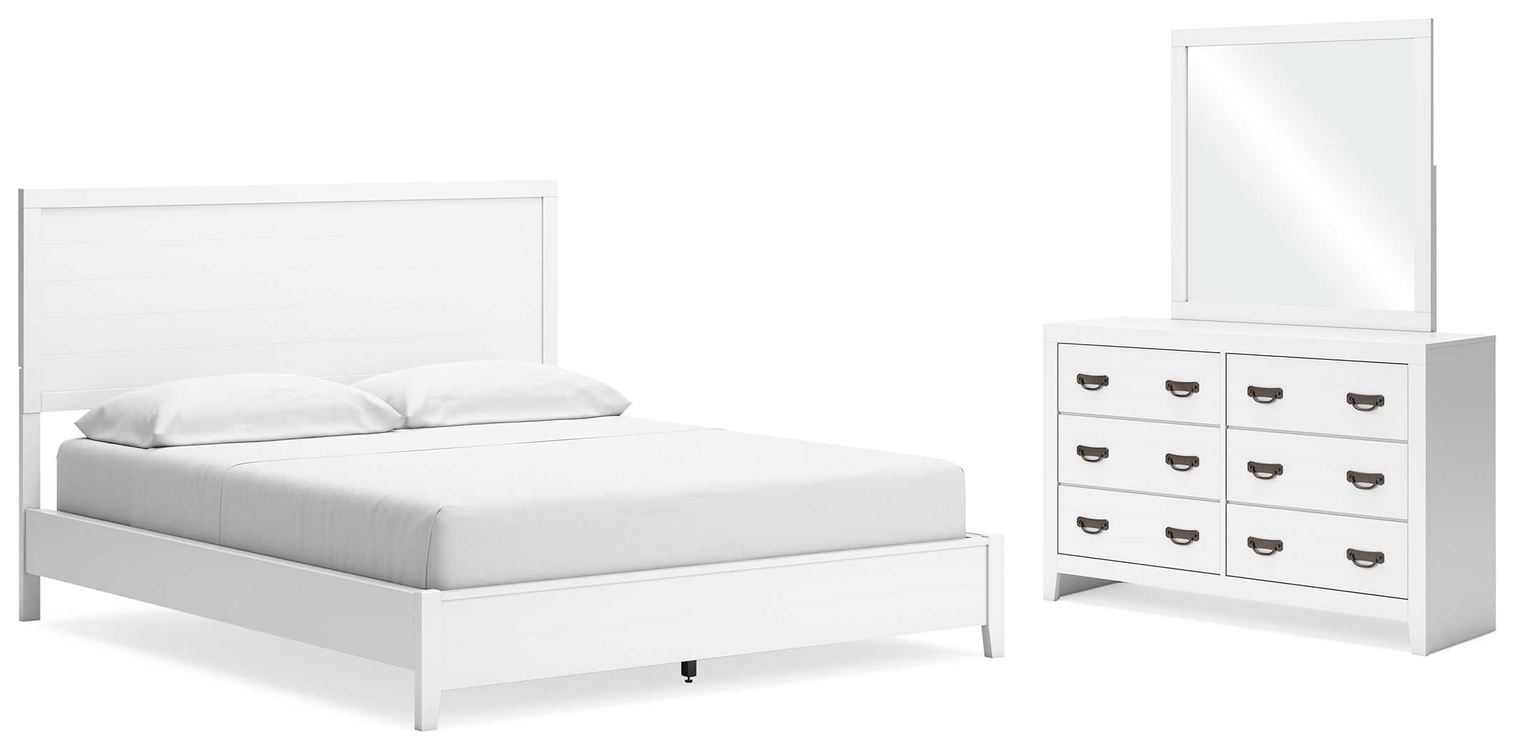 Hoover Furniture Outlet - Ashley Furniture - Binterglen California King Panel Bed, Dresser and Mirror - California King Panel Bed, Dresser and Mirror - B427B13