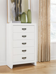 Hoover Furniture Outlet - Ashley Furniture - Binterglen Chest of Drawers - Five Drawer Chest / White - B427-46