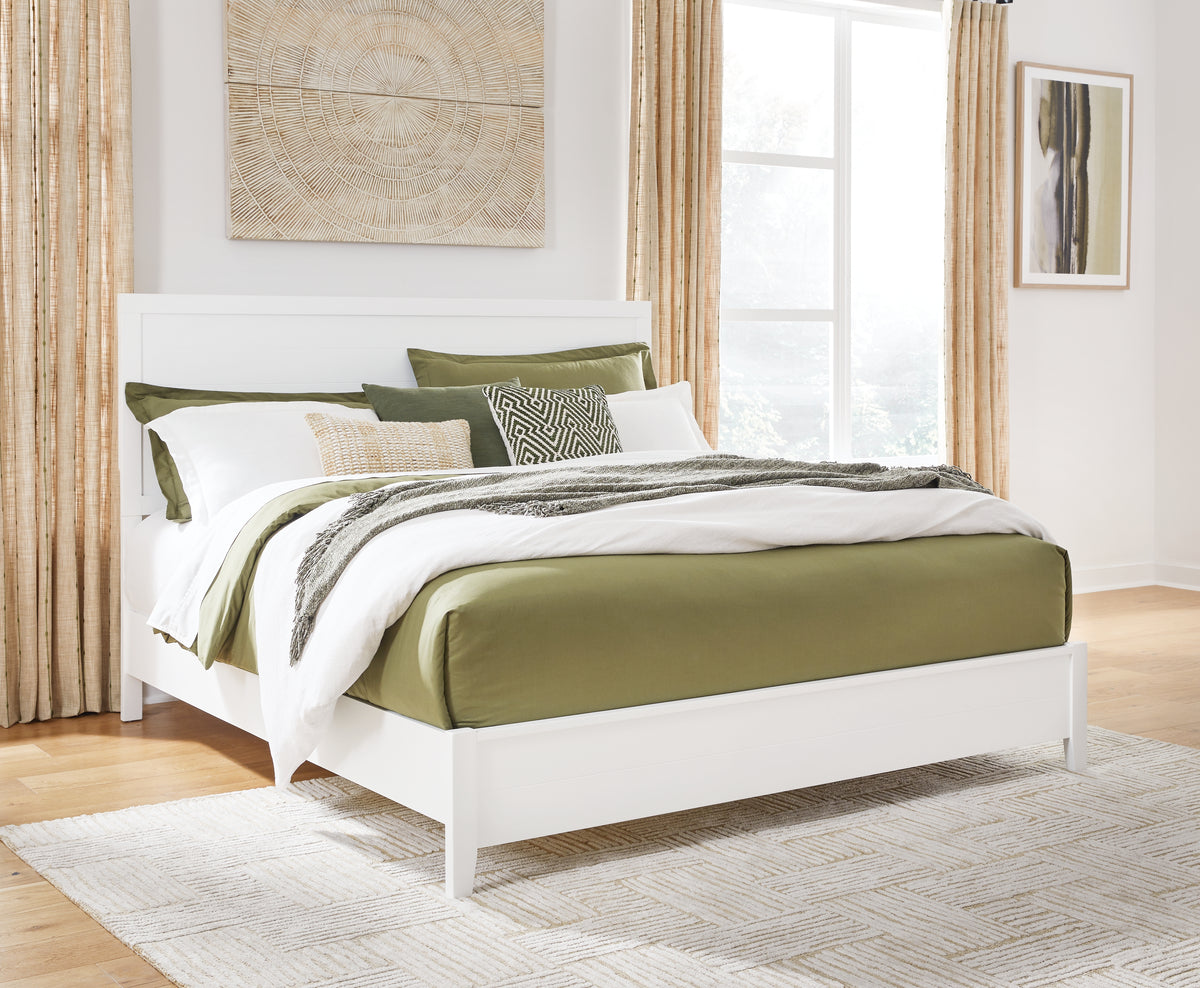 Hoover Furniture Outlet - Ashley Furniture - Binterglen King Panel Bed - King Panel Bed / White - B427B8