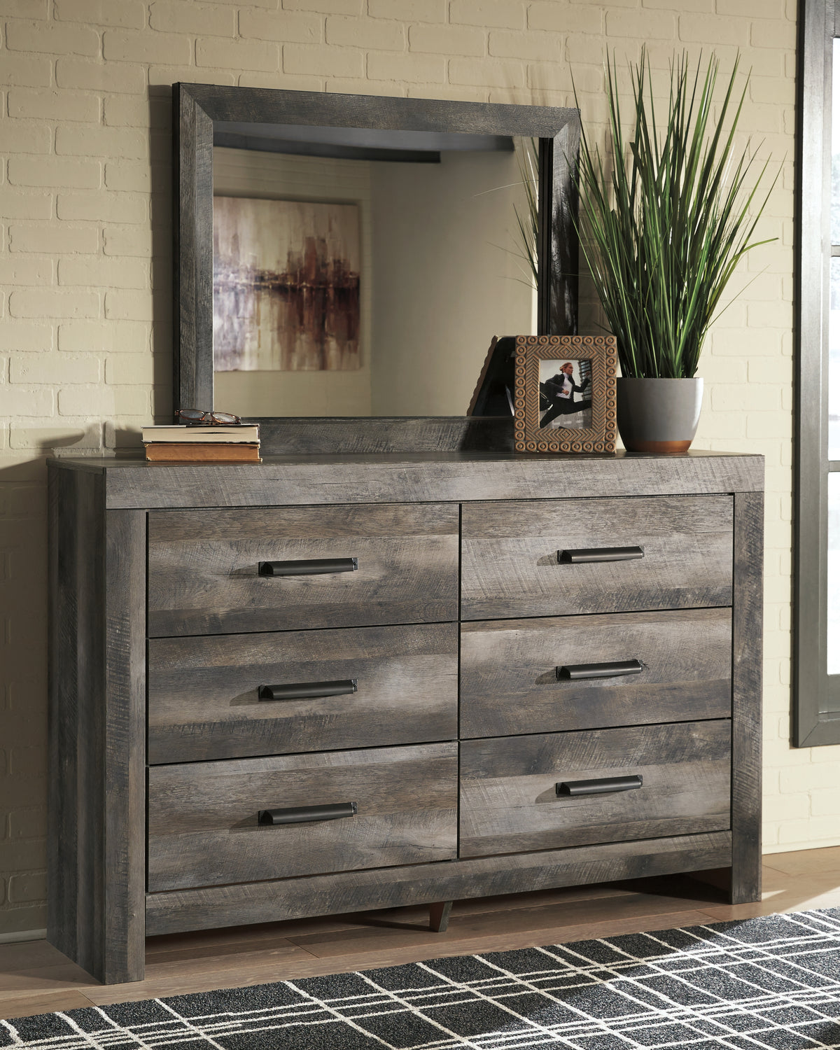 Hoover Furniture Outlet - Ashley Furniture - Wynnlow Dresser and Mirror - Dresser and Mirror / Gray - B440B1