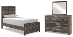 Hoover Furniture Outlet - Ashley Furniture - Wynnlow Twin Crossbuck Panel Bed, Dresser and Mirror - Twin Crossbuck Panel Bed, Dresser and Mirror - B440B20