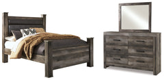 Hoover Furniture Outlet - Ashley Furniture - Wynnlow Queen Upholstered Poster Bed, Dresser and Mirror - Queen Upholstered Poster Bed, Dresser and Mirror - B440B12
