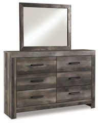 Wynnlow Queen Upholstered Poster Bed, Dresser and Mirror