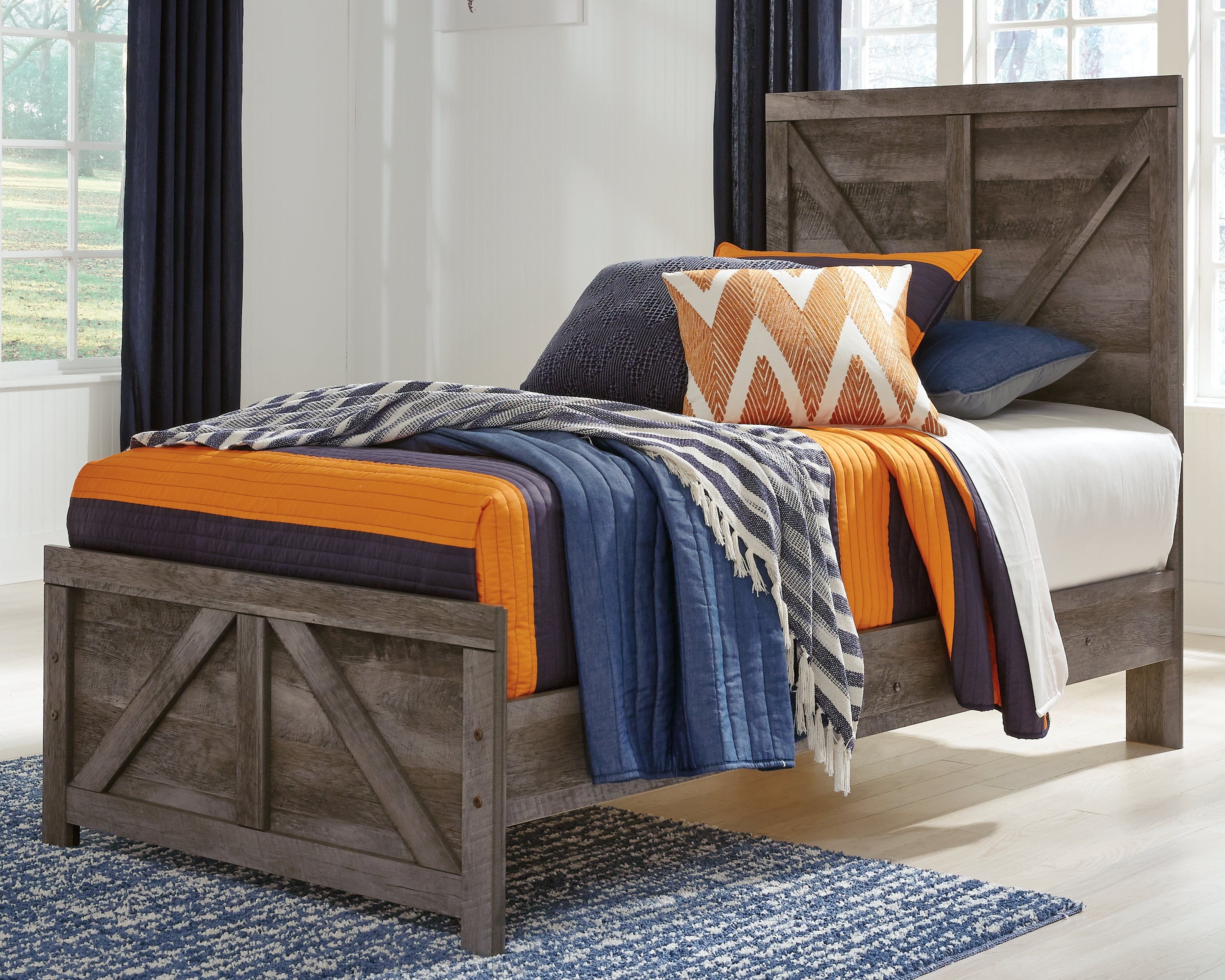 Hoover Furniture Outlet - Ashley Furniture - Wynnlow Twin Crossbuck Panel Bed - Twin Crossbuck Panel Bed - B440B16