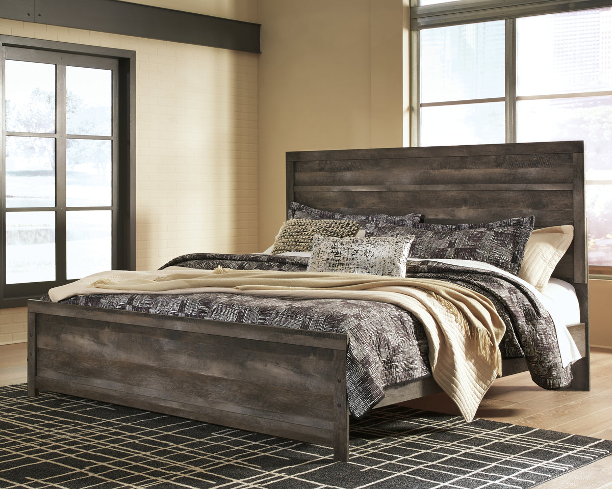 Hoover Furniture Outlet - Ashley Furniture - Wynnlow King Panel Bed - King Panel Bed / Gray - B440B8