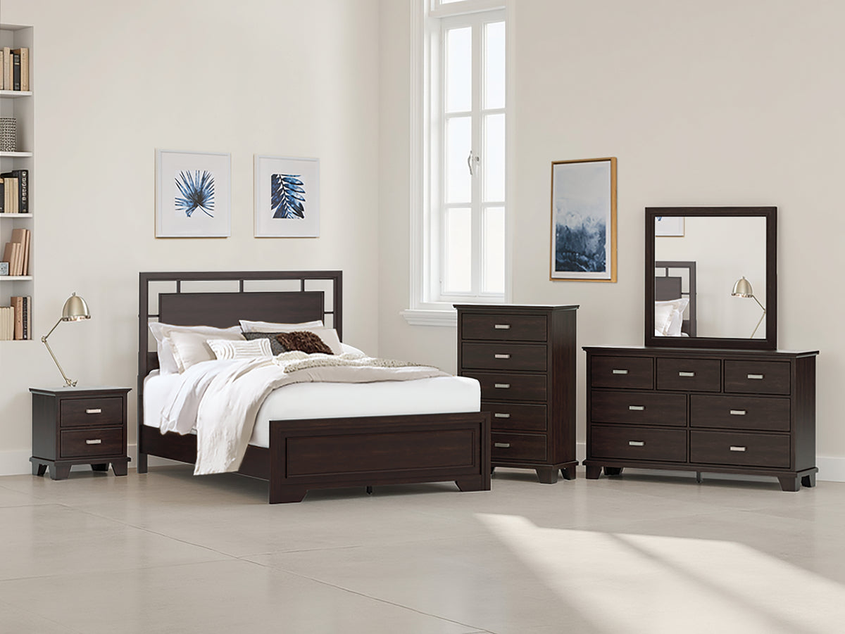 Hoover Furniture Outlet - Ashley Furniture - Covetown Queen Panel Bed - Queen Panel Bed / Dark Brown - B441B6