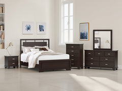 Hoover Furniture Outlet - Ashley Furniture - Covetown Queen Panel Bed - Queen Panel Bed / Dark Brown - B441B6