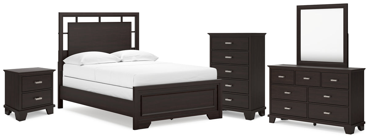 Hoover Furniture Outlet - Ashley Furniture - Covetown Full Panel Bed, Dresser, Mirror, Chest and Nightstand - Full Panel Bed, Dresser, Mirror, Chest and Nightstand - B441B13