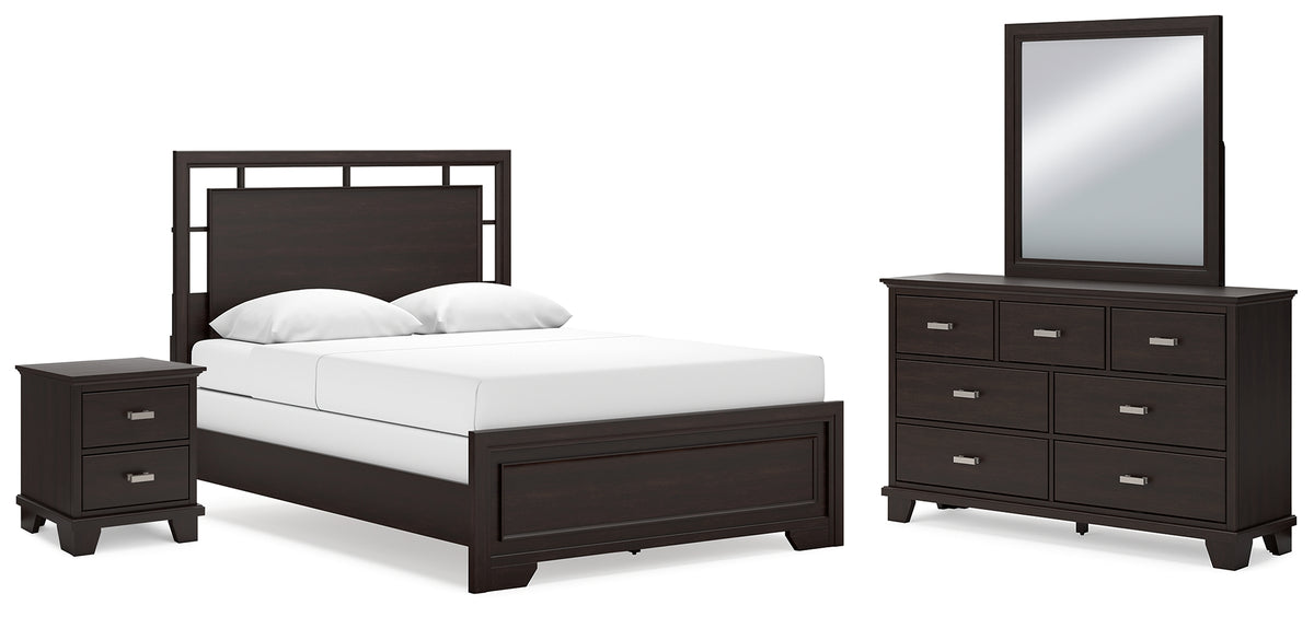 Hoover Furniture Outlet - Ashley Furniture - Covetown Queen Panel Bed, Dresser, Mirror and Nightstand - Queen Panel Bed, Dresser, Mirror and Nightstand - B441B12