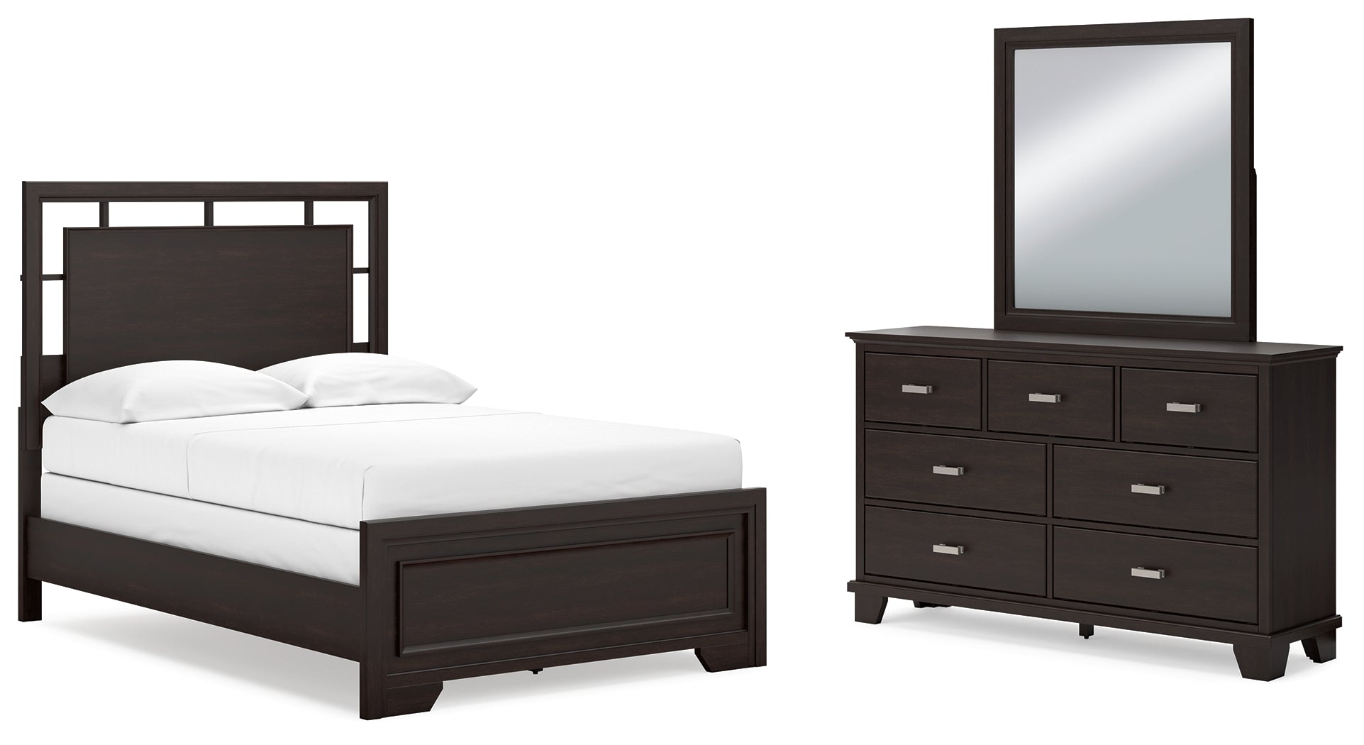 Hoover Furniture Outlet - Ashley Furniture - Covetown Full Panel Bed, Dresser and Mirror - Full Panel Bed, Dresser and Mirror - B441B5