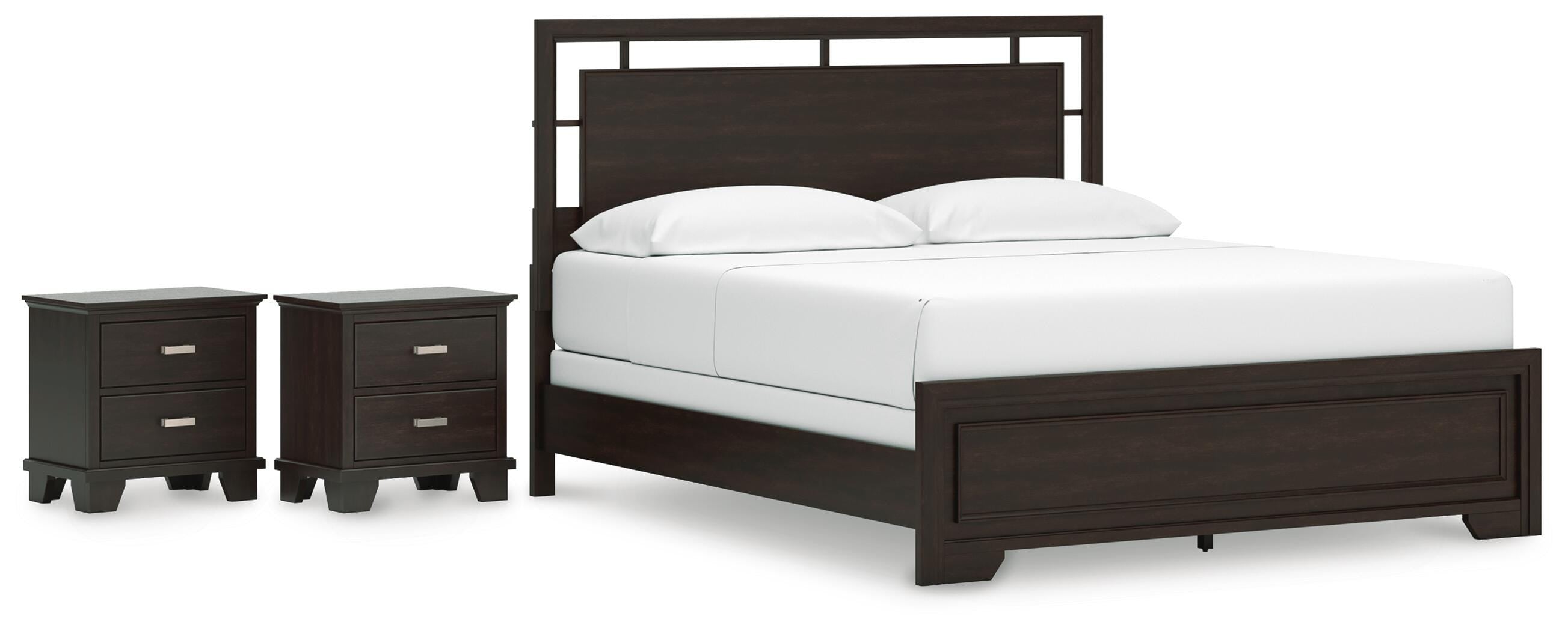 Hoover Furniture Outlet - Ashley Furniture - Covetown California King Panel Bed and 2 Nightstands - California King Panel Bed and 2 Nightstands - B441B18
