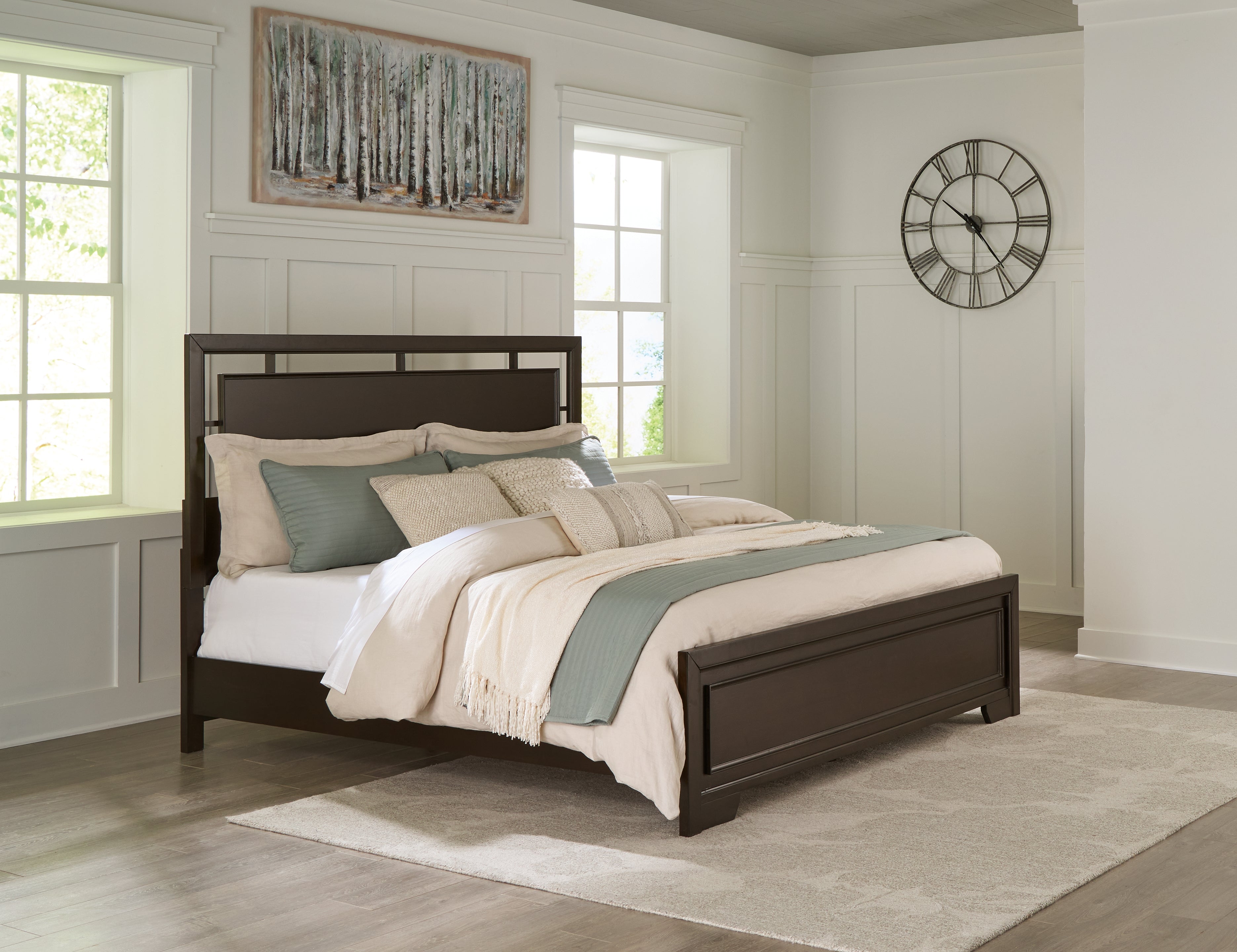 Hoover Furniture Outlet - Ashley Furniture - Covetown California King Panel Bed - California King Panel Bed / Dark Brown - B441B9