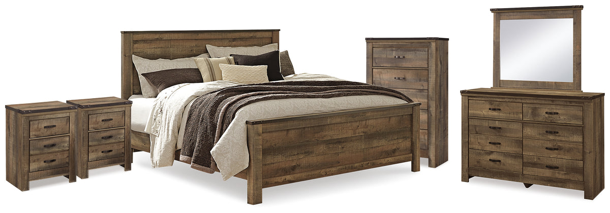 Hoover Furniture Outlet - Ashley Furniture - Trinell King Panel Bed. Dresser, Mirror, Chest and 2 Nightstands - King Panel Bed. Dresser, Mirror, Chest and 2 Nightstands - B446B97