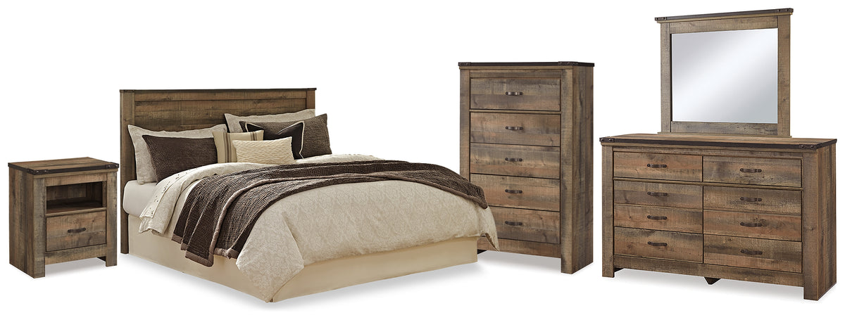 Hoover Furniture Outlet - Ashley Furniture - Trinell Queen Panel Headboard, Dresser, Mirror, Chest and Nightstand - Queen Panel Headboard, Dresser, Mirror, Chest and Nightstand - B446B90