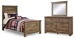 Hoover Furniture Outlet - Ashley Furniture - Trinell Twin Panel Bed, Dresser and Mirror - Twin Panel Bed, Dresser and Mirror - B446B77