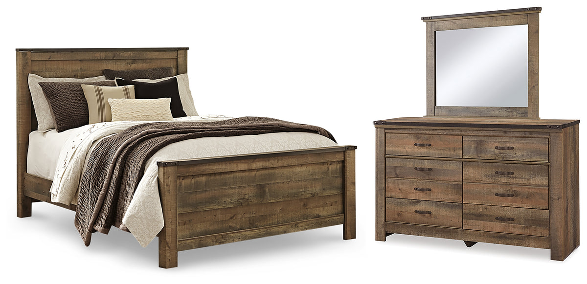 Hoover Furniture Outlet - Ashley Furniture - Trinell Queen Panel Bed, Dresser and Mirror - Queen Panel Bed, Dresser and Mirror - B446B82