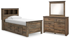 Hoover Furniture Outlet - Ashley Furniture - Trinell Twin Bookcase Storage Bed, Dresser and Mirror - Twin Bookcase Storage Bed, Dresser and Mirror - B446B86
