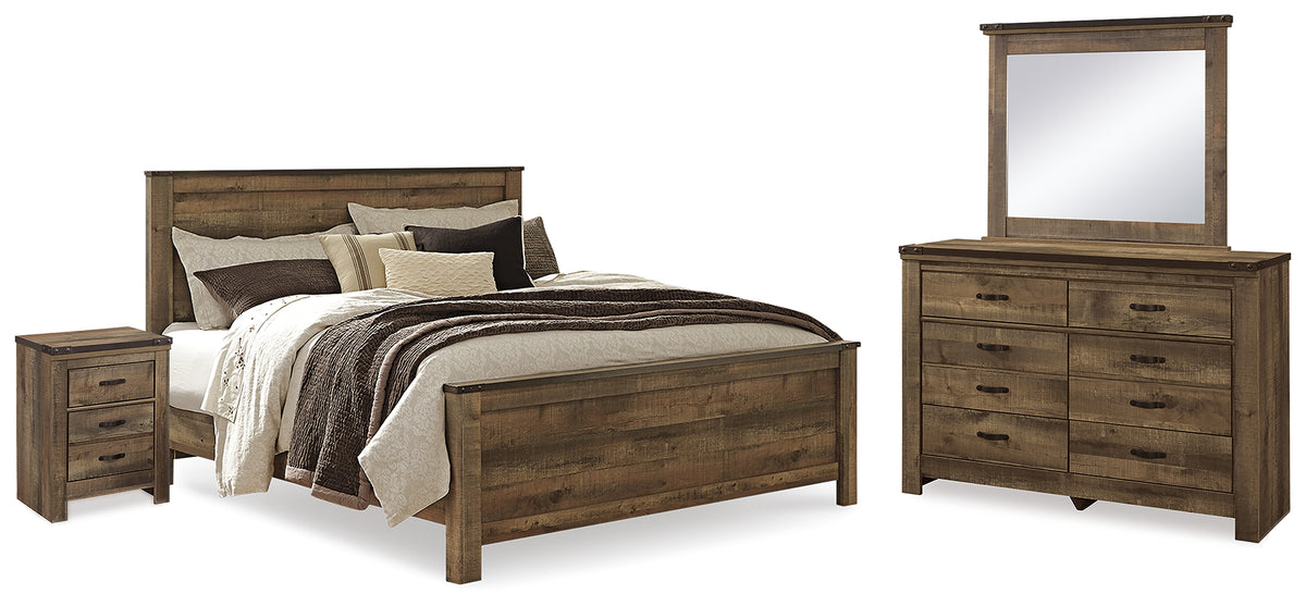Hoover Furniture Outlet - Ashley Furniture - Trinell King Panel Bed, Dresser, Mirror and Nightstand - King Panel Bed, Dresser, Mirror and Nightstand - B446B94