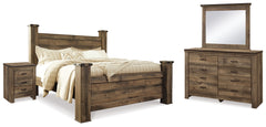 Hoover Furniture Outlet - Ashley Furniture - Trinell King Poster Bed, Dresser, Mirror and Nightstand - King Poster Bed, Dresser, Mirror and Nightstand - B446B75