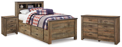 Trinell Twin Bookcase Storage Bed, Dresser and Nightstand