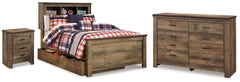 Hoover Furniture Outlet - Ashley Furniture - Trinell Full Bookcase Storage Bed, Dresser and Nightstand - Full Bookcase Storage Bed, Dresser and Nightstand - B446B103