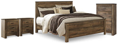 Hoover Furniture Outlet - Ashley Furniture - Trinell King Panel Bed, Chest and 2 Nightstands - King Panel Bed, Chest and 2 Nightstands - B446B96