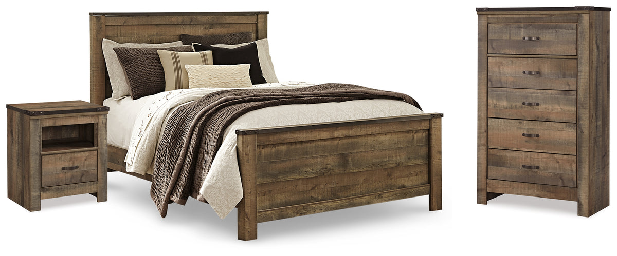 Hoover Furniture Outlet - Ashley Furniture - Trinell Queen Panel Bed, Chest and 2 Nightstands - Queen Panel Bed, Chest and 2 Nightstands - B446B59