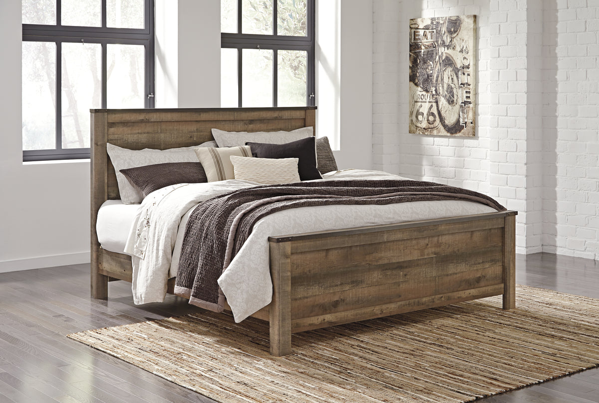 Hoover Furniture Outlet - Ashley Furniture - Trinell King Panel Bed - King Panel Bed / Brown - B446B23