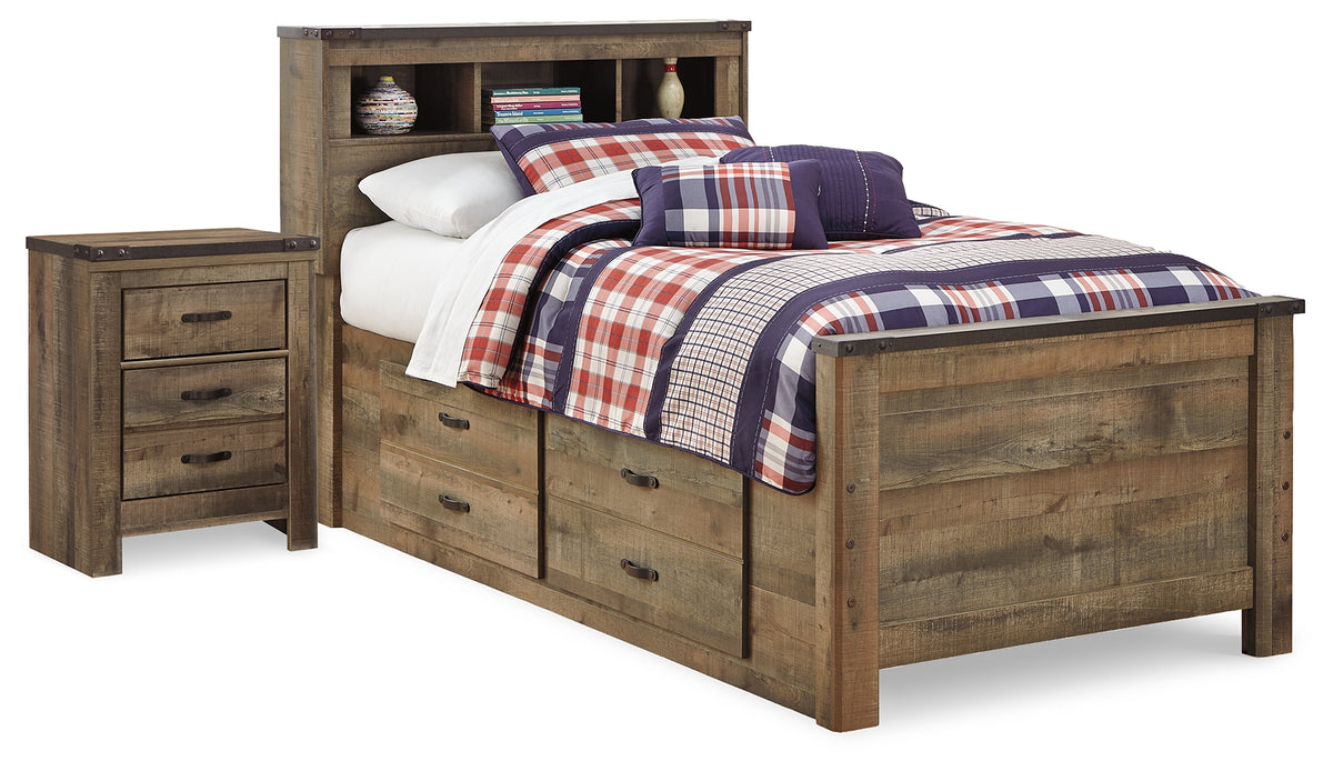 Hoover Furniture Outlet - Ashley Furniture - Trinell Twin Panel Bed with Storage and Nightstand - Twin Panel Bed with Storage and Nightstand - B446B68