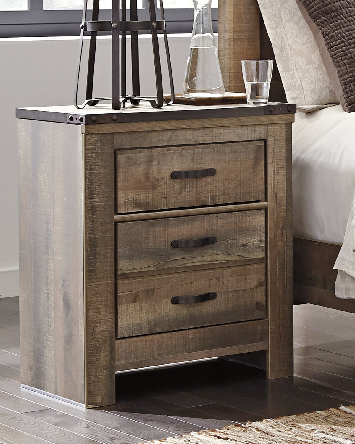 Hoover Furniture Outlet - Ashley Furniture - Trinell Nightstand - Two Drawer Night Stand / Brown - B446-92