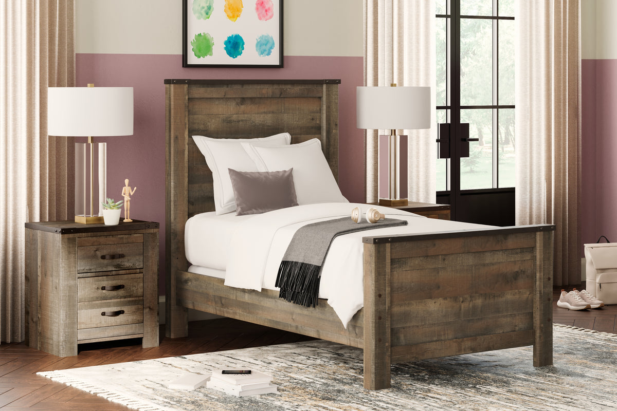 Hoover Furniture Outlet - Ashley Furniture - Trinell Twin Panel Bed - Twin Panel Bed / Brown - B446B2