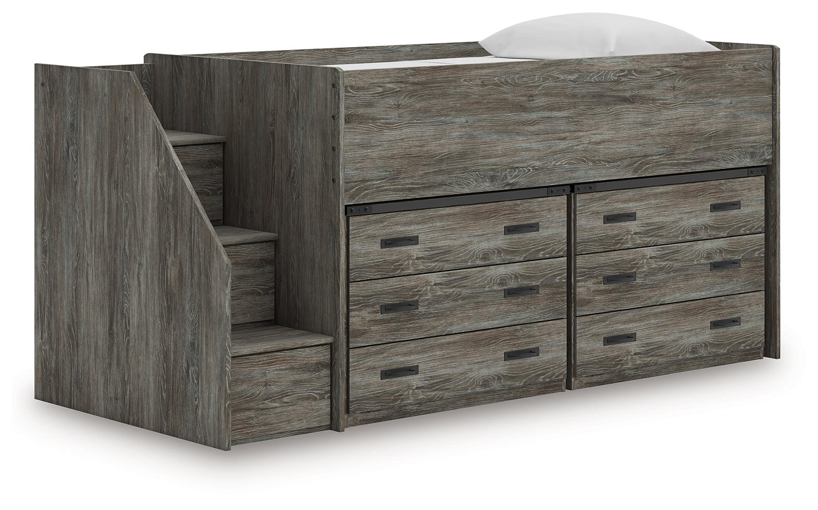 Hoover Furniture Outlet - Ashley Furniture - Frandern Twin Loft Bed with Drawer Storage - Twin Loft Bed with Drawer Storage / Warm Gray - B4480B26