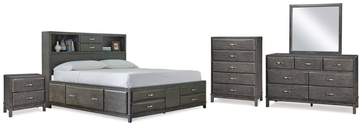 Hoover Furniture Outlet - Ashley Furniture - Caitbrook Queen Storage Bed, Dresser, Mirror, Chest and Nightstand - Queen Storage Bed, Dresser, Mirror, Chest and Nightstand - B476B14