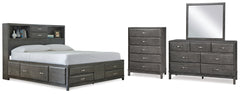 Hoover Furniture Outlet - Ashley Furniture - Caitbrook Queen Storage Bed, Dresser, Mirror and Chest - Queen Storage Bed, Dresser, Mirror and Chest - B476B15