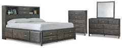 Hoover Furniture Outlet - Ashley Furniture - Caitbrook California King Storage Bed, Dresser, Mirror and Chest - California King Storage Bed, Dresser, Mirror and Chest - B476B11