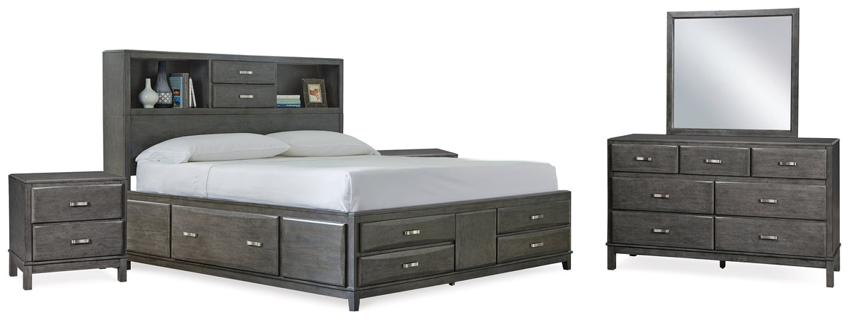 Hoover Furniture Outlet - Ashley Furniture - Caitbrook King Storage Bed, Dresser, Mirror and 2 Nightstands - King Storage Bed, Dresser, Mirror and 2 Nightstands - B476B21