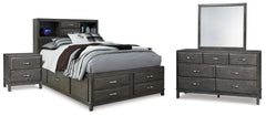 Hoover Furniture Outlet - Ashley Furniture - Caitbrook Full Storage Bed, Dresser, Mirror and Nightstand - Full Storage Bed, Dresser, Mirror and Nightstand - B476B40