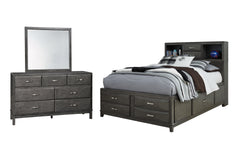 Hoover Furniture Outlet - Ashley Furniture - Caitbrook Full Storage Bed with Mirrored Dresser - Full Storage Bed with Mirrored Dresser - B476B5